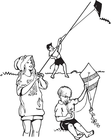 The printable pages will put boredom away and fill the kids with creative activity. Children Flying Kites Drawing at GetDrawings | Free download
