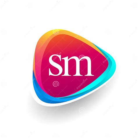 Letter Sm Logo In Triangle Shape And Colorful Background Letter