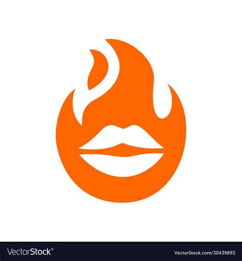Lips And Fire Logo Template Mouth On Fire Symbol Vector Image