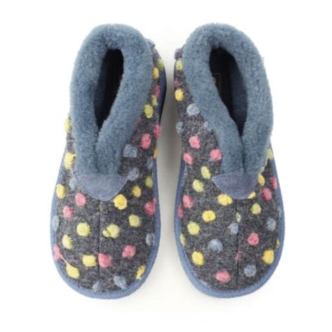 Sleepers Tilly Ladies Comfort Spotty Polka Dot Bootee Slippers Blue