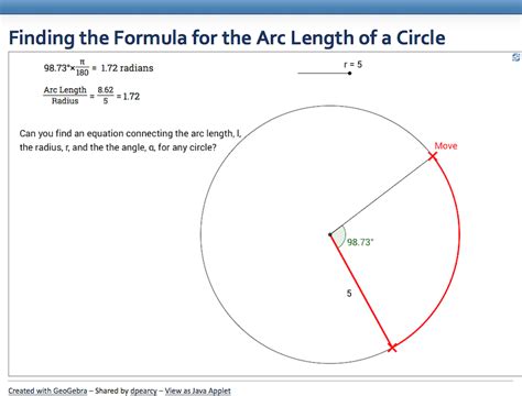 Finding The Formula For The Arc Length Of A Circle Mathslinks