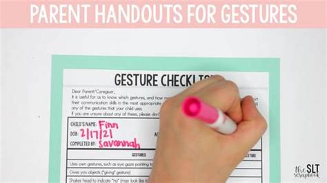 Parent Handouts For Gestures Early Intervention Speech Therapy Tpt