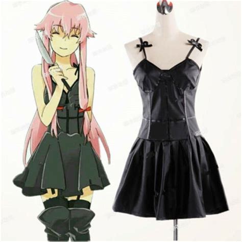 The Future Diary Gasai Yuno Black Dress Cosplay Costume Custom Made
