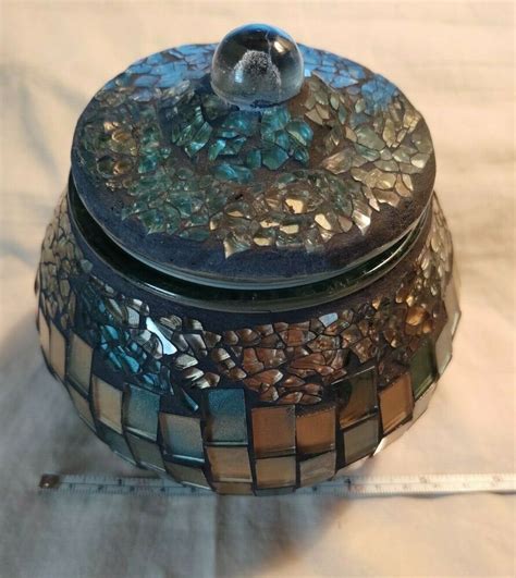Vintage Mosaic Glass Tile Jartrinket Box 5x5 Gorgeous Ebay