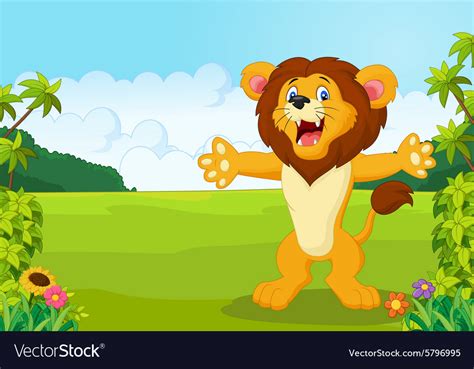 Cartoon Happy Lion Royalty Free Vector Image Vectorstock