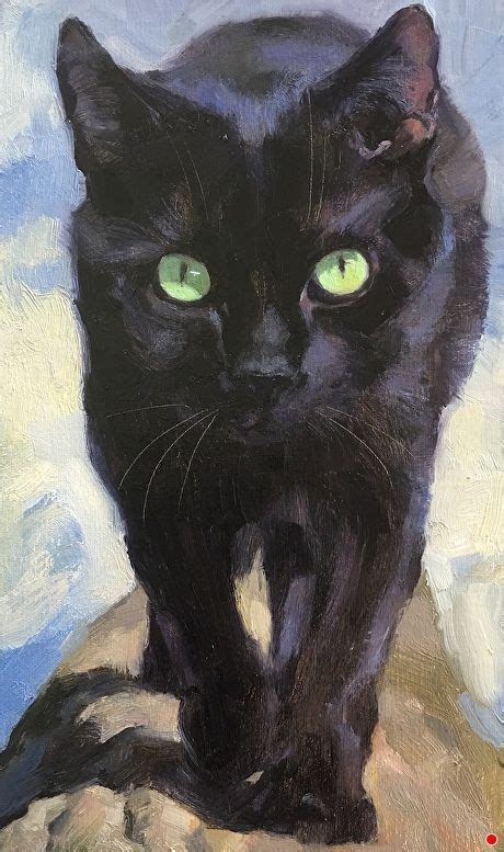 Adopt296 By Katya Minkina Oil 10 X 6 Black Cat Painting Black Cat