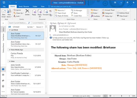 How To Access Zimbra Shared Items In Microsoft Outlook