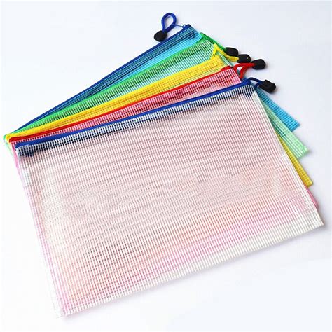 Transparent Mesh Zipper Bag Pvc File Folder Waterproof Storage Bag