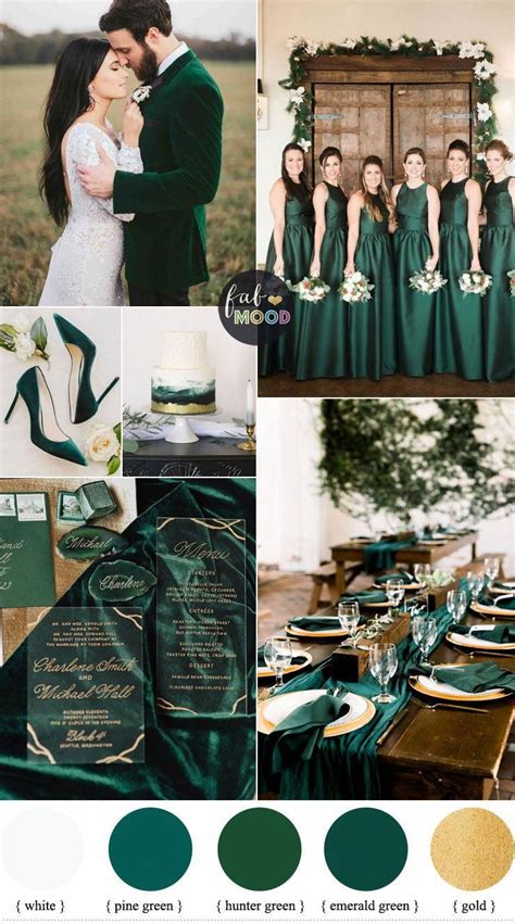 White And Green Emerald Wedding Colours For Winter Wedding Green Gold