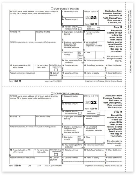 1099r Tax Forms For 2022 Copy B For Recipient