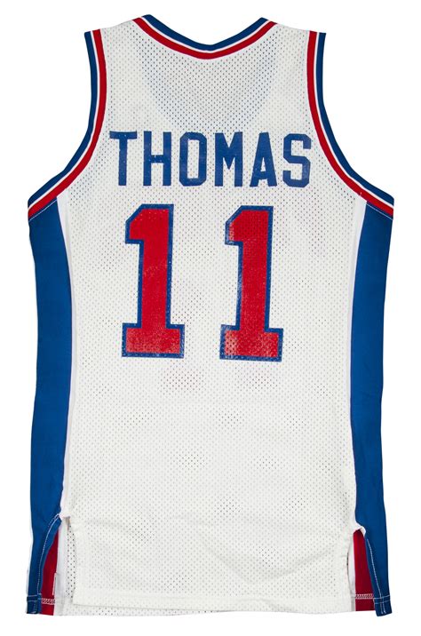 Lot Detail 1986 87 Isiah Thomas Game Used Detroit Pistons Home Jersey