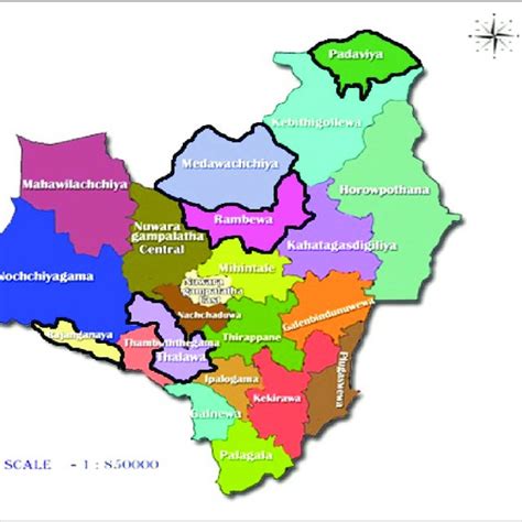 Map Of Selected Divisional Secretariat Ds Divisions Download
