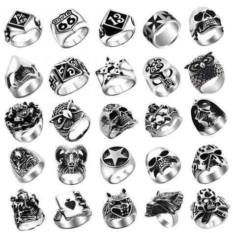 1pc Stainless Steel Punk Ring Various Styles Gothric Biker Ring Rock
