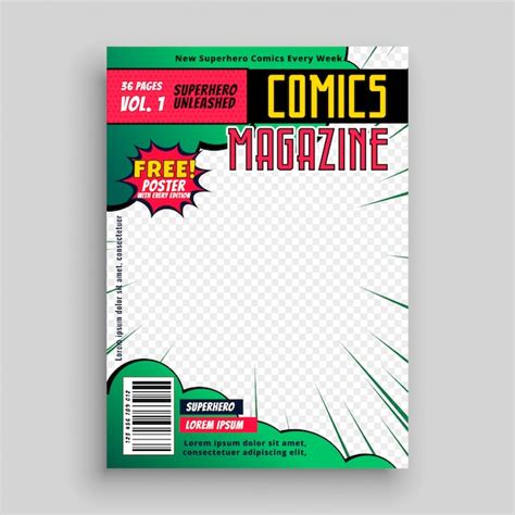 Free Vector Comic Magazine Book Cover Template Design