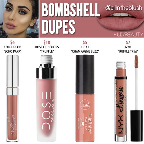 Huda Beauty Bombshell Liquid Matte Lipstick Dupe