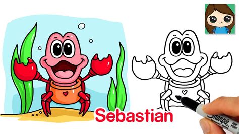 How To Draw Sebastian Crab The Little Mermaid Youtube