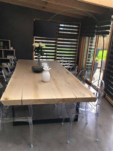 Industrial-style dining table solid oak tray 8 cm | Salle à manger