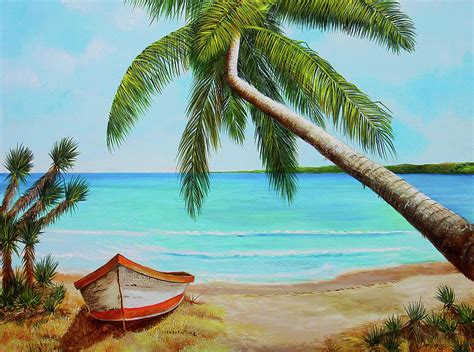 Tropical Beach Painting By Dominica Alcantara Fine Art America