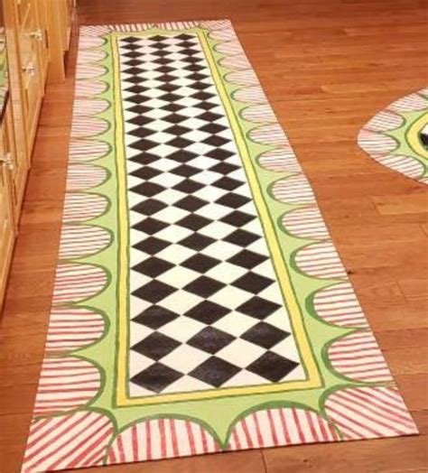 Floorclothrunner 3x7 Country Cottage Decor Green Red Etsy