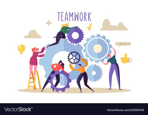 Business Teamwork Concept Flat People Characters Vector Image