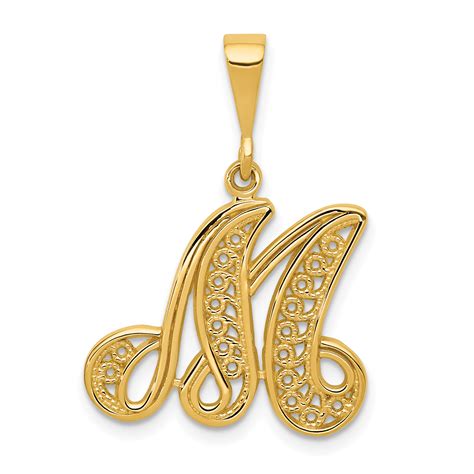 IceCarats - 14kt Yellow Gold Initial Monogram Name Letter M Pendant ...
