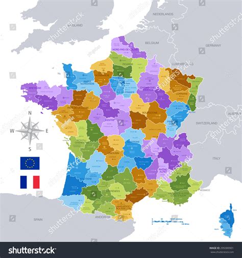 High Detail Vector Map France Regions Stock Vector 299389901 Shutterstock