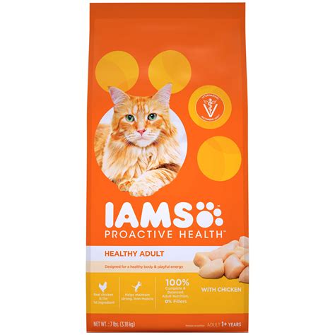 Dry cat food for senior cats with chicken as the first ingredient. Healthy Adult Chicken Cat Food | IAMS