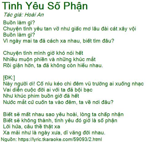 Loi Bai Hat Tinh Yeu So Phan Hoai An Co Nhac Nghe