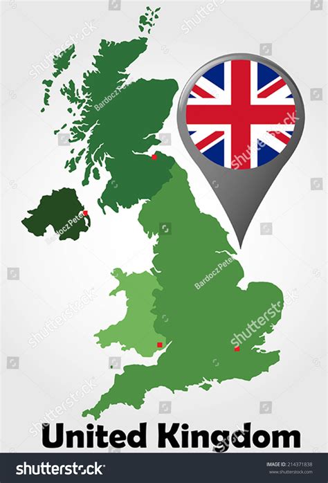 United Kingdom Political Map Green Shades Image Vectorielle De Stock