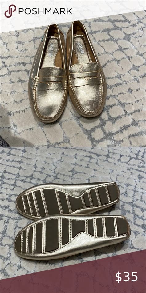 Metallic Gold Loafers By Eastland Gold Loafers Flat Shoes Women