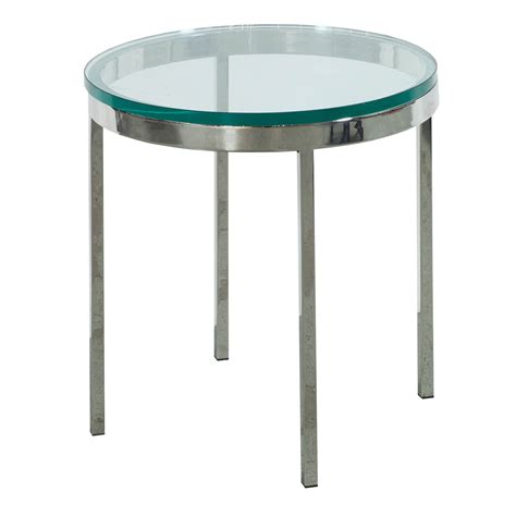 Thickness tempered beveled edge polished. Used Round Glass End Table, Chrome | National Office ...