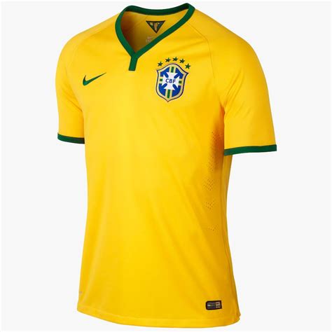 Nike Brazil Home Authentic 2014 World Soccer Jersey Gold