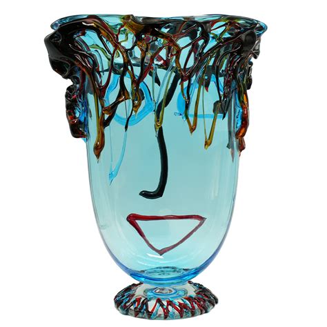 Vases Blown Collection Musana Vase Light Blue Tribute To Picasso Original Murano Glass Omg
