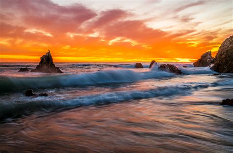 Ocean Waves At Sunset Hd Wallpaper Background Image 2048x1351
