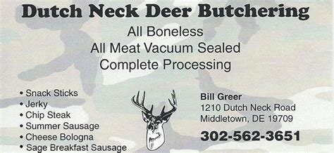 Delawares Premier Deer Butcher Shop And Deer Processing Service