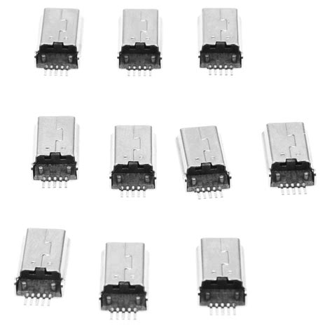 10pcs Mini Usb 5 Pin Male Smt Smd Pcb Socket Connector For Diy Business