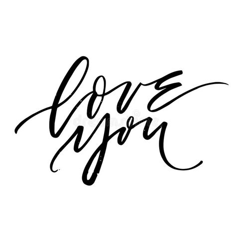 Love You Handwritten Lettering On White Background Stock Vector