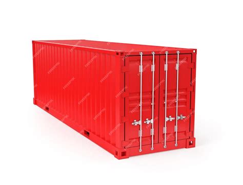 Premium Photo Red Shipping Container 3d Render Clipping Path
