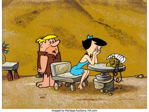 the flintstones social climbers barney and betty rubble production cel setup with key master