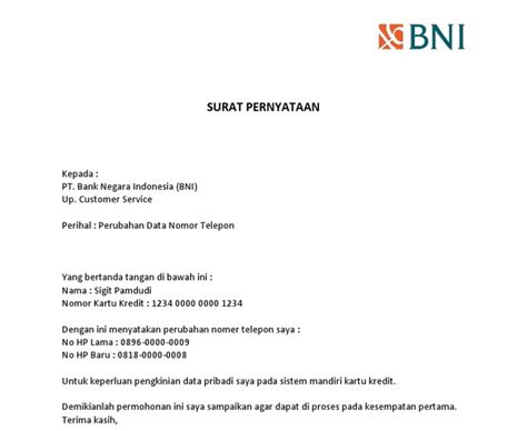 Surat Pernyataan Pelunasan Kartu Kredit Surat Pernyataan Pahami Jenis