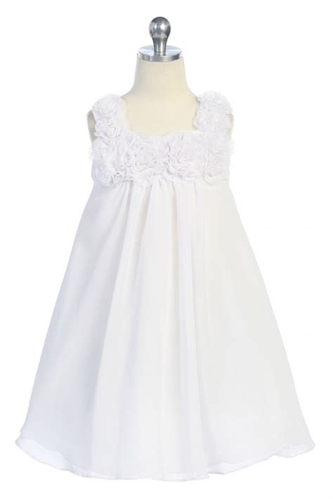 White Chiffon Short Flower Girl Dress