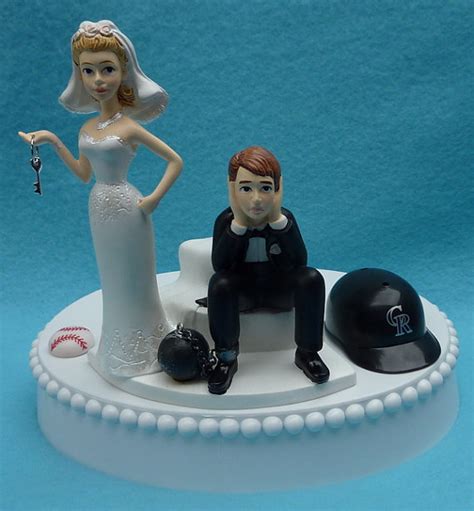 Wedding Cake Topper Colorado Rockies Baseball Themed Ball And Chain Key