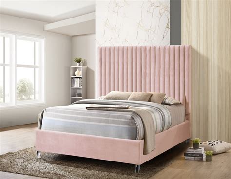 Pink Upholstered Bed Pacific Imports Inc