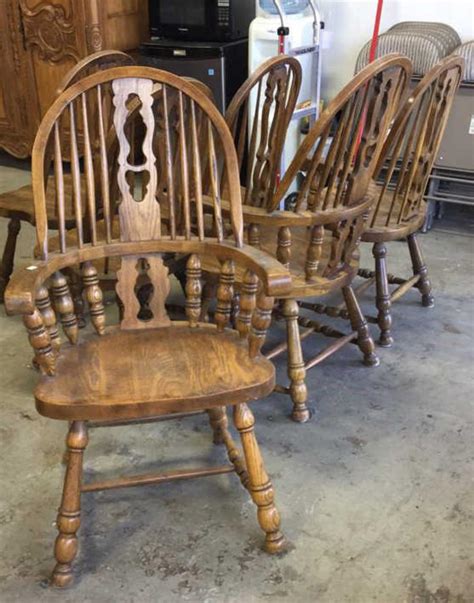 Sold Price Set 6 Oak Windsor Style Dining Chairs July 3 0118 1000