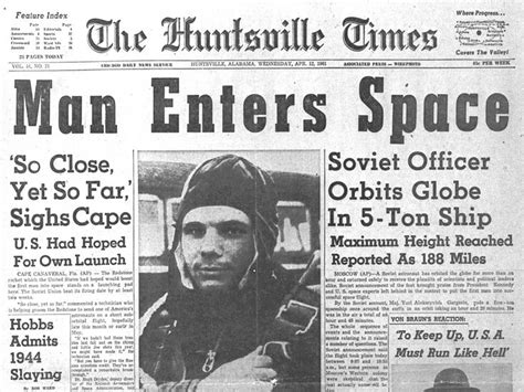 1961 04 12 Us Newspaper About Gagarins Flight Of Vostok 1 Space Race