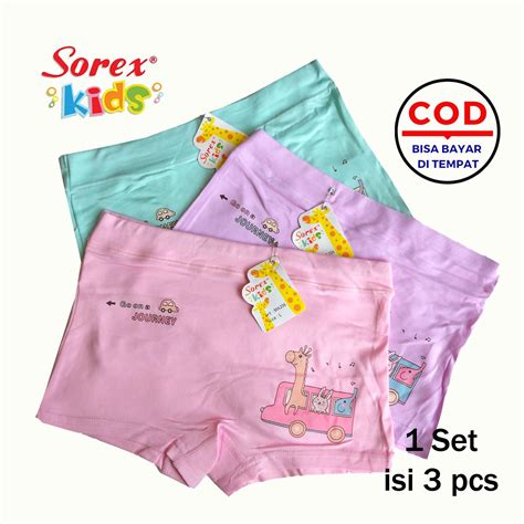 Sorex 3 Pcs Celana Dalam Anak Perempuan Boxer Anak By Sorex Kids