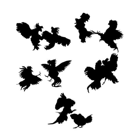 Premium Vector Fighting Rooster Silhouette