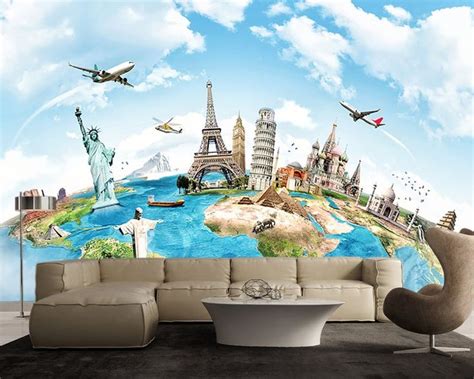 Travel World Map Large Wall Mural Self Adhesive Vinyl Wallpaper