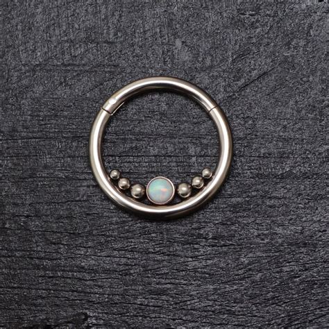 Septum Ring Surgical Steel Opal Daith Jewelry Septum Jewelry Etsy