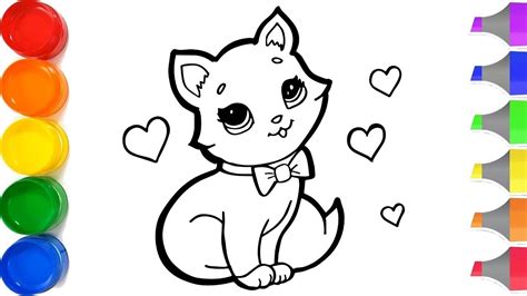 Detail dari gambar tutorial menggambar anime perempuan setengah kucing drawing with zefanya youtube. Glitter Rainbow Cute Cat coloring and drawing for Kids - Cara Menggambar dan Mewarnai Kucing ...